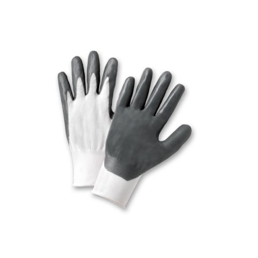West Chester PosiGrip™ 713SNC/10 Standard Work Gloves, SZ 10, Nitrile Palm, Gray/White, Seamless, Nylon Knit Shell